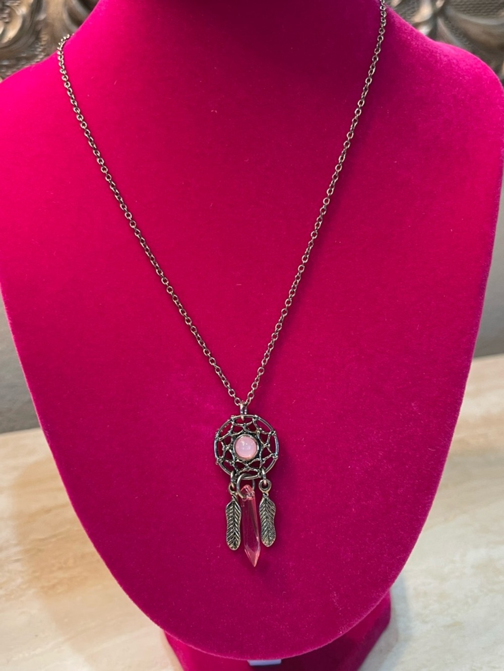 Claire's Dreamcatcher Pendant Necklace with Pink Accents